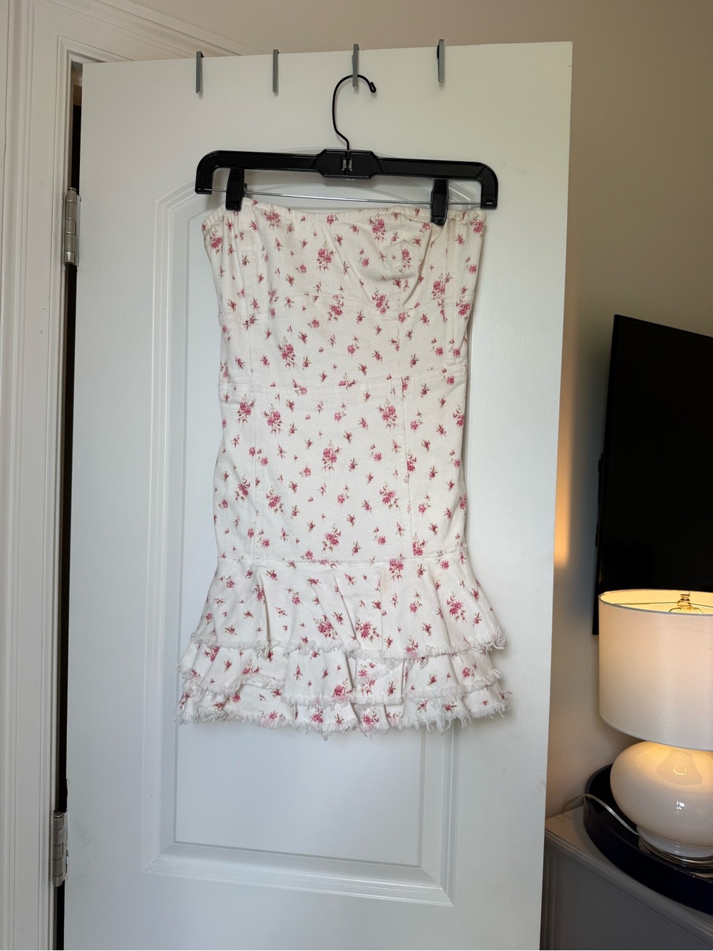 LoveShackFancy Cream Dress with Pink Floral Print - Picture 2 of 3